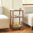 Small Side Table, Walnut End Table Living Room with 3-Tier Shelf, 11.8" x 13.4" x 22.6"