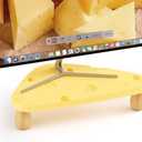 AFOOYO Cute Monitor Stand Riser, Cheese-Shaped Sturdy Desktop Computer Stand Wood Yellow Monitor Riser for Laptop, PC, Computer, Yellow