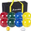 Aivalas Bocce Ball Set, 107mm Outdoor Bocci Game with 8 Resin Balls, Pallino for Backyard Lawn Beach, Outdoor Yard Party Games for Family Kids Teens Beginners (2-8 Players)
