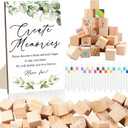 97 Pcs Baby Shower Games Sign Kit,Including Decorate a Block Game Sign 72 DIY Blank Wooden Block 24 Painting Pen to Draw Your Idea for Baby Shower Game Gender Reveal Party