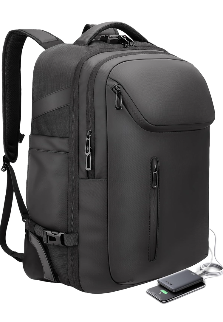 Rolling Backpack,50L Travel Backpack with Wheels,17.3inch Laptop Backpack with USB Port,TSA Carry On Anti Theft Backpack for Business Work Airplanes,Large Backpack for Men Women,Black