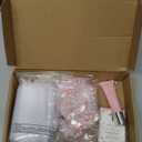 100 Pcs Baptism Favors Set, Baptism Gifts Include 25 Mini Rosary Bracelet 25 Organza Bags 25 Thank You Kraft Tags 25 Boxes for First Communion Christening Party Baby Shower Wedding(Pink)
