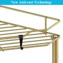 HuggieGems 4 Tier Floor Standing Corner Shower Caddy Organizer Shelf with Hooks, Bathroom Shelves Stand Rack, Gold