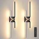 Battery Operated Wall Sconce with Remote Control, USB Rechargeable Wireless Wall Sconce Set of 2, LED Dimmable Wall lamp, 3 Color/Timer/Memory, Black Wall lights for Bedroom Living Room, 31.5 inch