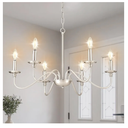 Depuley Modern Chandelier for Dining Room: 6-Light Brushed Nickel Farmhouse Hanging Ceiling Pendant Light Fixture for Kitchen Island - Industrial Vintage Candle Chandeliers for Living Room