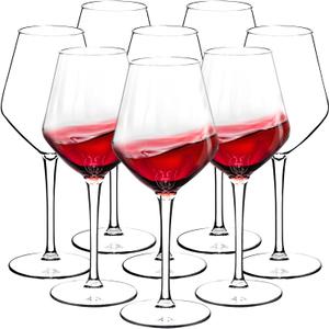 Plastic Wine Glasses Set of 8(15oz) |Unbreakable Wine Glasses with Stem|100% Tritan & BPA Free |Dishwasher Safe| Awesome For Pool, Beach, Travel, Pool, Camping, Beach, Picnic, Everyday Use. (Crystal)