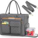 RAINSMORE Teacher Tote Bag with Insulated Lunch Compartment 15.6 inch Laptop Bag for Women Lightweight Work Bags Nurse Bags