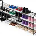 Ekisemio 3-Tier Long Metal Shoe Rack, Wide Stackable Shoe Organizer for Closet & Entryway, with Sturdy Wire Grid Storage Shelf for Bedroom, Black