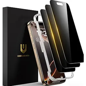 UNBREAKcable Privacy Screen Protector for iPhone 16 Pro, [2 Pack] Shatterproof Tempered Glass [25°Anti-spy][Easy Installation Frame][99.99% HD Clear][9H Hardness] [Anti-Fingerprint] for iPhone 6.3"