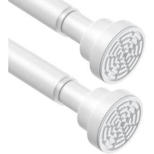 2 Pack White Shower Curtain Rods Spring Tension 32 to 76 Inch, Adjustable Spring Tension Curtain Rod, Never Rust Anti-Slip Shower Tension Rod Shower Rods for Bathroom, Closet, Window 2 Pack White Shower Curtain Rods Spring Tension 32 to 76 Inch, Adjustable Spring Tension Curtain Rod, Never Rust Anti-Slip Shower Tension Rod Shower Rods for Bathroom, Closet, Window
