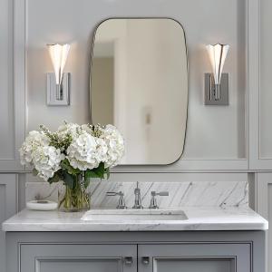 ANDY STAR Brushed Nickel Bathroom Mirror, 20x30 Oval Mirror for Bathroom, Brushed Nickel Oblong Mirror with Metal Frame Wall Mounted for Living Room, Bedroom