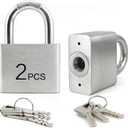 Outdoor Weatherproof Padlock, LQYN Keyed Alike 2 Pcs Stainless Heavy Duty Padlocks, 50mm/2 inch Normal Shackle, Stainless Steel Body with Brass Cylinder Lock, Padlock for Secure Storage, Gates