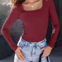 AUTOMET Womens Long Sleeve Shirts Square Neck Tops Ribbed Knit Basic Teen Girls Crop Tops Fall Outfits Fashion Clothes 2025 (L)