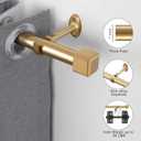 Single Curtain Rods,with Square Cylindrical Aluminum Alloy Finials,1 Inch Heavy Duty Drapery Rods Adjustable Length 72-144"(6-12ft),Gold
