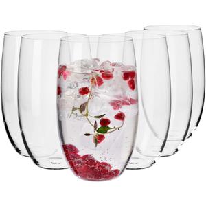 Krosno Water Juice Drinking Glasses, Set of 6 Pieces, 17.2 oz, Blended Collection, Everyday Drinking Glasses, Multipurpose, Dishwasher Safe, Made in Europe