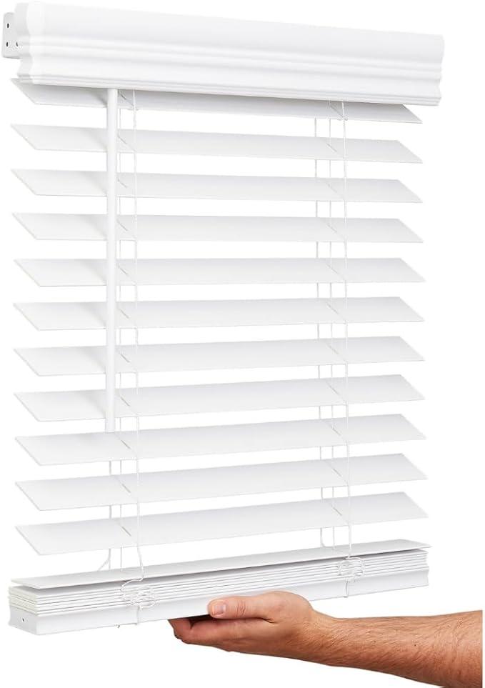 2 Inch Faux Wood Blind, 21" Wide x 60" Long, Window Blinds, Blinds & Shades, Blinds for Indoor Windows, Smooth, Bright White - 21" x 60",Bright White