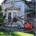 Halloween Decorations Outdoor, 200" Spider Web 60" Giant Spider with Extra Stretch Cobwebs, Halloween Outdoor Scary Decorations Yard Home Outside Parties House Dcor (Black)