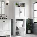 Over The Toilet Storage Cabinet, Over Toilet Storage Bathroom Organizer with Inner Adjustable Shelf and Top Open Storage Above The Toilet Storage Cabinet Behind Toilet Bathroom Cabinet, White, 68"H x 25.2"W x 8.25"D