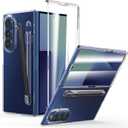 Foluu Slim Fit Case for Samsung Galaxy Z Fold 7 with Pen Holder & Front Built-in Screen Protector, Hard PC Back Bumper Protective Shockproof Cover for Samsung Galaxy Z Fold7 5G 2025 (Clear)