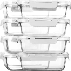 [8-Pack,30 oz]Glass Meal Prep Containers, MCIRCO Glass Food Storage Containers, Airtight lunch Containers with Lids, Microwave, Oven, Freezer and Dishwasher, White