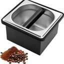 Espresso Knock Box, Stainless Steel Coffee Knock Box Large Capacity Coffee Pucks Container Espresso Machine Tool for Coffee Ground (Small)