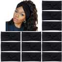 Yeshan Black Headbands for Women No slip Wide Stretchy Headband Twist Knotted Head bands Yoga Workout Sport Hair bands,Pack of 12