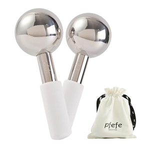 pfefe Ice Globes for Face & Eyes, Unbreakable Stainless Steel Cryo Sticks for Beauty Routines, Facials Cold Roller Cooling Globes for Puffiness, Wrinkles, Dark Circles, Headaches