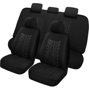 Pariitadin Car Seat Covers Full Set, Washable and Breathable Premium Cloth Automotive Vehicle Seat Cover for Car Interior, Universal Fit for Most Cars, Sedan, Truck, SUV(Black)