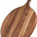 Acacia Wood Round Cutting Board with Handle -16" x 12" Large Charcuterie Board, Wooden Chopping Board for Kitchen, Pizza, Meat & Cheese Serving Tray, Decorative Butcher Block