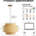 Pendant Light Fixture, Modern Farmhouse Bamboo Hanging Light, Large
