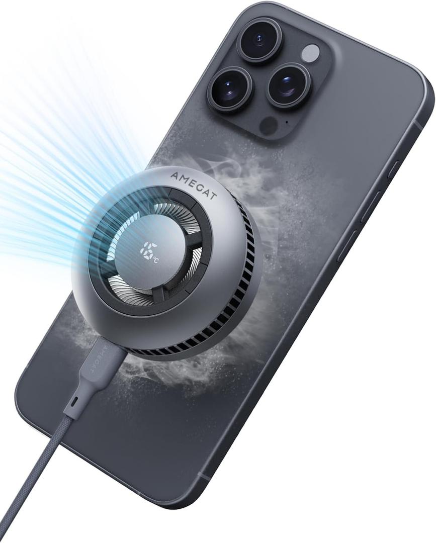 Wireless Charging Pad, Qi2 Certified Charger 15W Ultra-Fast Charging with Cooling System, Phone Cooler for Gaming Compatible with MagSafe, Magnetic Charger for iPhone 17/16/15/14/13/12 Series