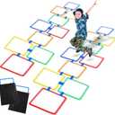 Woanger Hopscotch Outdoor Squares Hopscotch Ring Game with Connectors Outdoor Indoor Obstacle Course for Kids Playground Agility Training