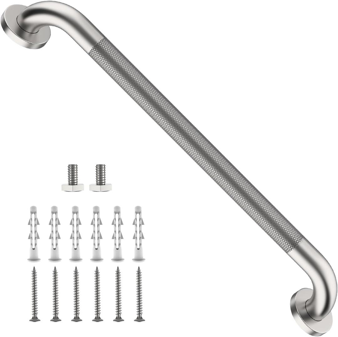 ZUEXT 24 Inch Brushed Nickel Anti Slip Shower Grab Bar with Knurled Grip