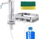Soap Dispenser Pump for Kitchen Sink, Built in Sink Soap Dispenser Pump with Sponge Holder, Under Counter Dishsoap-Pump Head with 39 Extension Tube Kit(Color:Silver)