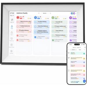 Digital Calendar for Family, 10.1 Smart Touchscreen Wall Calendar & Desk Organizer, All-in-One Planner, Chore Chart, Meal Planner, Shared Reminders, WiFi Sync with Google/Outlook/iOS, Black