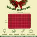 Hargiis Christmas Non-Slip Bathtub Mat, Anti Slip Shower Mat, Fast Drying Bathtub Mats, Foot Scrubber Mat, Anti Slip Mat for Tub, Floor, Bathroom, Kitchen, Home, Hotel (Holiday Plaid, 24"x16")