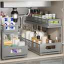 2 Pack 18.5IN-Depth Under Sink Organizer With Next-Gen Ball-Bearing Slides,2-Tier Pull Out Cabinet Storage,Height Adjustable Drawer Shelf for Bathroom,Kitchen,Laundry,Cabinet,Pantry-Gray