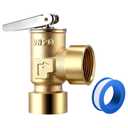 30 PSI Pressure Relief Valve, Boiler Relief Valve with 3/4" Female NPT x 3/4" Female NPT, PTFE Thread Seal Tape, Brass, for Hot Water and Cold Water Systems
