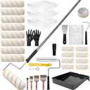 SOUTHGATE 33PCS Paint Roller Kit with 4-Section Pole(1-5 FT) Heavy Duty Handles, 4" 9" Paint Rollers, Drop Cloth & Brushes Set House Painting Tools for Home Renovation by DIYers & Pros