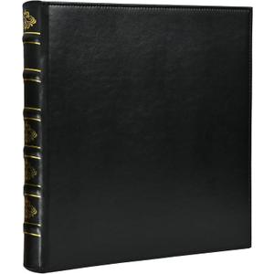 Vintage Hardback 3 Ring Binder 1 Inch, Professional Leather Binder 3 Ring, Three Ring Binders Fits 8.5" x 11", D Ring Binders for Photo Album, Home, School and Office Supplies- Black (Black)