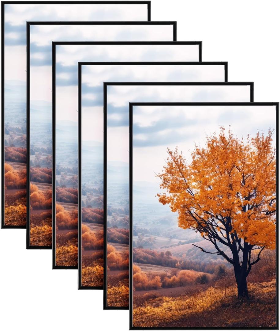 Wenqik 6 Pcs Poster Frames Black Picture Frame Tabletop Horizontal Vertical Gallery High Transparent Photo Frames for Wall Canvas Certificate Display (24 x 36 Inches)