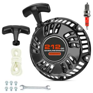 XIKOBY Pull Start Recoil Starter Assembly Compatible with Predator 212cc 196cc 6.5HP Engine Coleman CT200U CT200U-EX BT200X B200R Mini Bike KT196 Go Kart Generator Lawn Mower Parts with Pull Cord