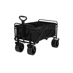 Heavy-Duty Folding Collapsible Wagon with Big Wheels - Robust Construction, Spacious Interior, Adjustable Rolling Carts, Outdoor Folding Camping Wagons, Portable Utility Cart (Black) 52x16x67.5cm