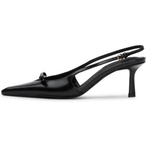 Mattiventon Slingback Heels for Women Kitten Heels Bow Ankle Strap Pointed Toe Heel Sexy Wedding Dress Party Pumps (8.5, Black)