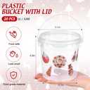 PerKoop 20 Pcs 32 oz Ice Cream Buckets with Lids and Handles Clear Cocktail Rum Buckets with Stickers Plastic Transparent Tub Reusable Food Storage Containers for Parties(Xmas)