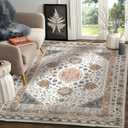 5x7 Rugs for Living Room, Boho Washable Rug for Bedroom, Machine Washable Area Dining Room Rugs for Living Room Kitchen Bedroom Bathroom (Beige)