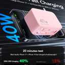 Retractable USB C Charger Wall Plug with 35.5in/90cm Type C Cables Cords,40W Fast Charging Foldable Block Multi Charger for All Devices for iPhone 17/16/15/14/13/12,iPad,Galaxy,Pixel