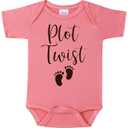 Plot Twist Infant Bodysuits, Baby Announcement Grandparents, Newborn Fashion Short Sleeves Clothes, Pink XS