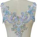 Lace Flower Beads Pearl Patches,Sew on Rhinestones Appliques for Dress Clothing Neckline (AB)