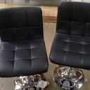 DUMOS Bar Stools Set of 2, 24 inch Counter Height Bar Stools, Upholstered Modern Kitchen Barstools with Metal Base, PU Leather Saddle Stools for Kitchen Island, Inky Black